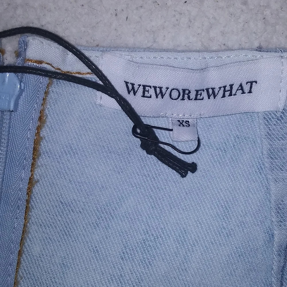 Denim Mini Skirt - NWT WeWoreWhat Cut Out Indigo Comfort Skirt - Picture 15 of 16
